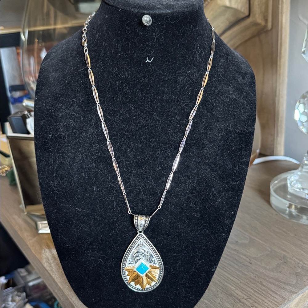 Silver and Gold Teardrop Pendant Necklace
Montana silversmith